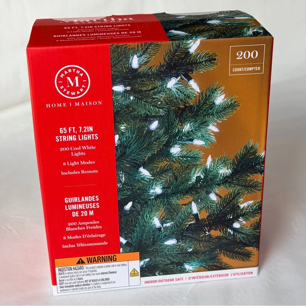 Martha Stewart 200 Cool White Holiday String Lights